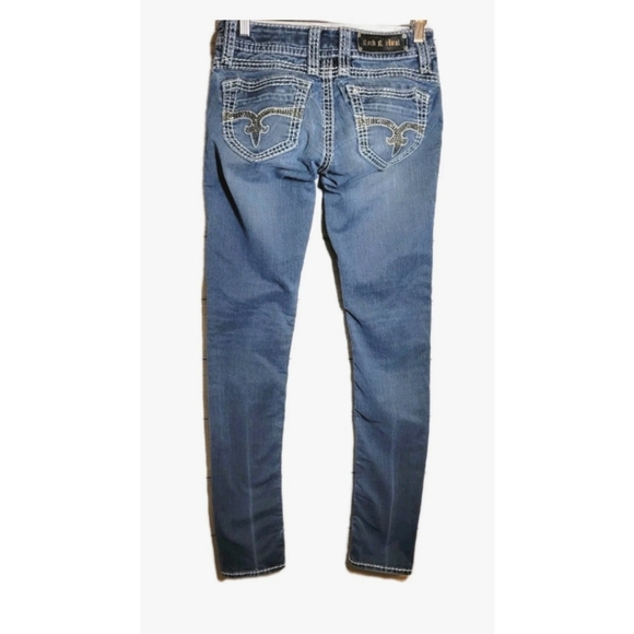 Rock Revival Denim - Rock Revival Women’s AIDA Skinny Jeans Low Rise Denim Rhinestone Dark Wash 26